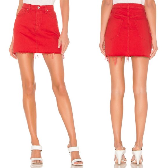 Hudson Jeans Dresses & Skirts - Hudson Viper Red Cutoff Denim Jean Mini Skirt 26